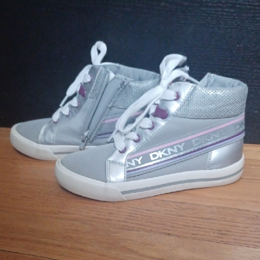 DKNY Kids Metallic and Lavender Sneakers